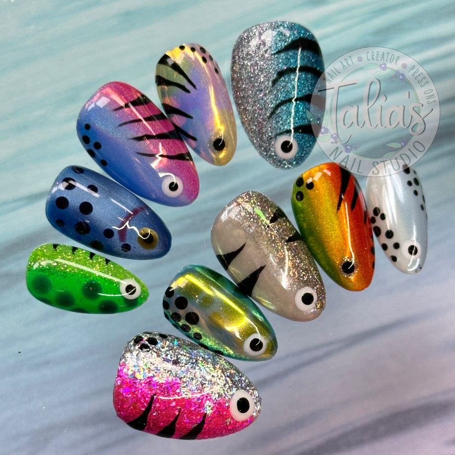 fish art lure Fish Lure Press On Nails – Talia's Nail Studio